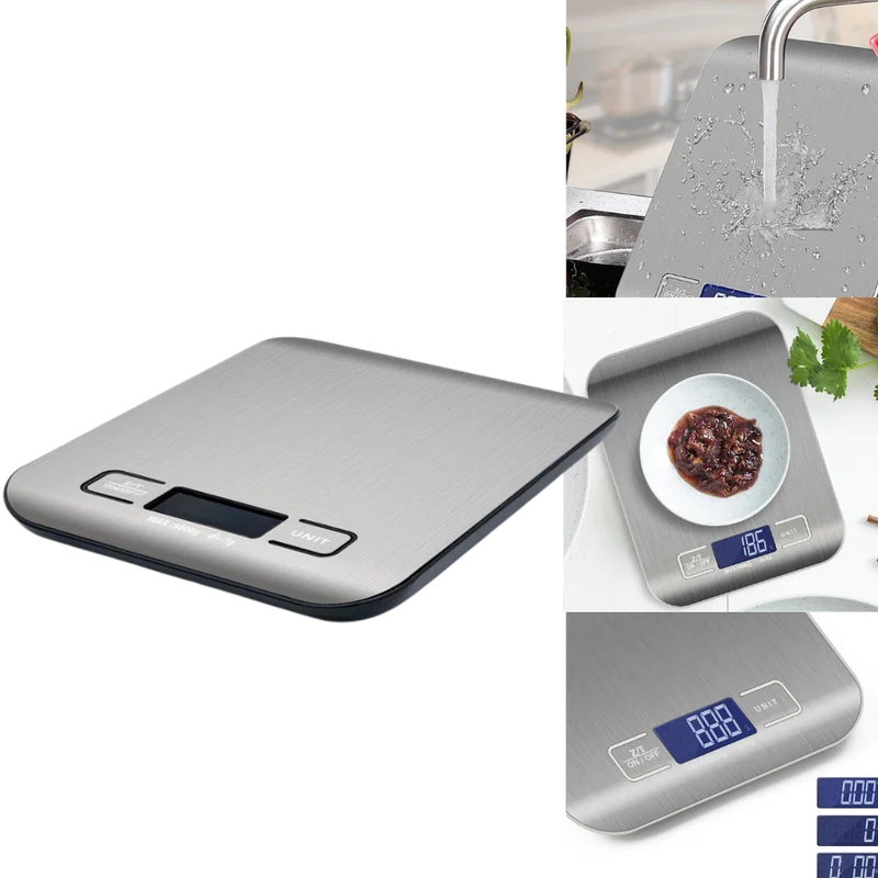 Balance de cuisine numérique LCD en acier inoxydable