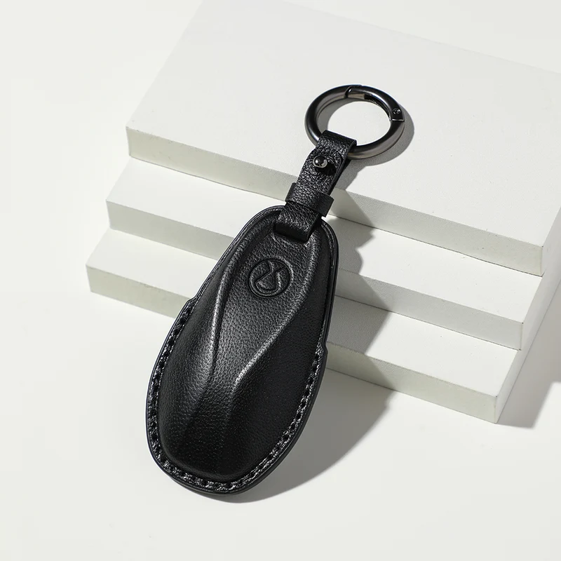 Luxury Leather Car Key Case Cover Fob Shell for Denza D9