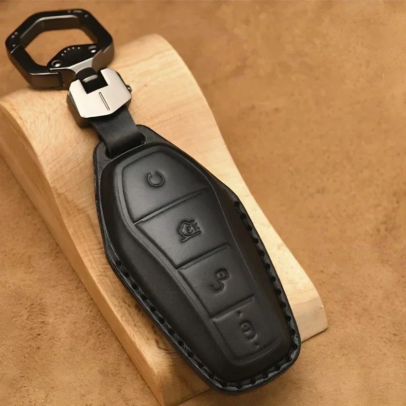 Luxury Leather Car Key Case Cover Fob Shell for BYD