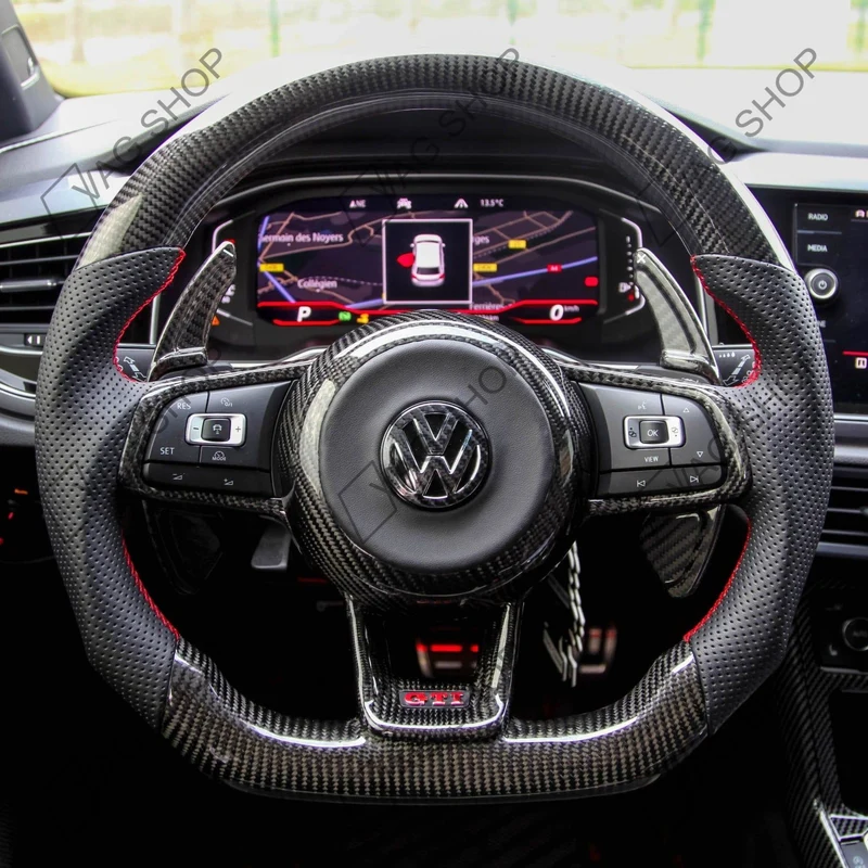 Volant Carbone personnalisable pour Volkswagen Golf 7, Polo 5, Polo 6, Tiguan, T-Roc, Golf 8… (VW)