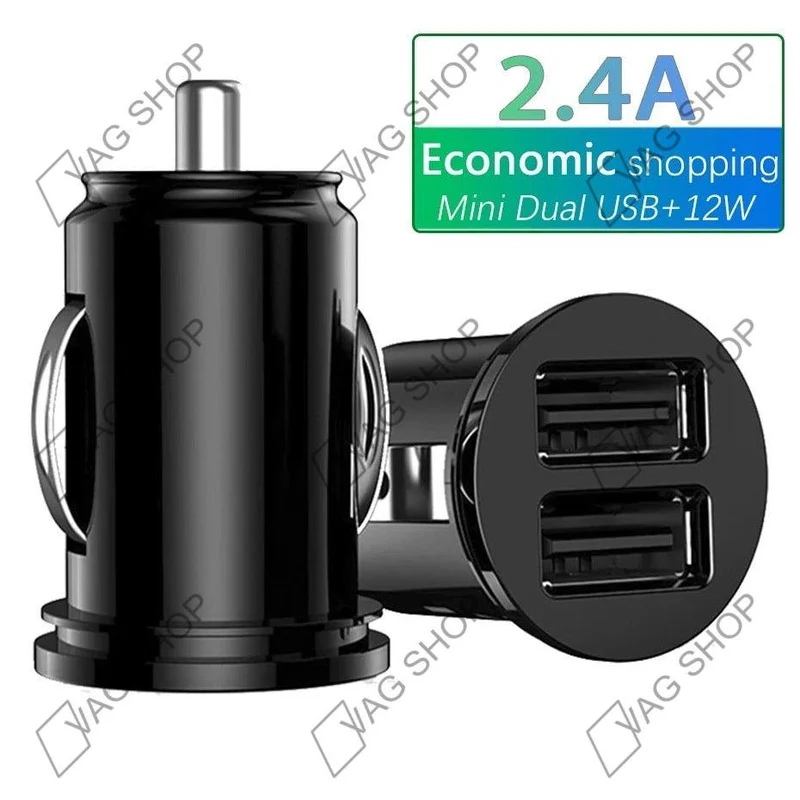 Mini Allume-cigare chargeur Double USB noir/carbone