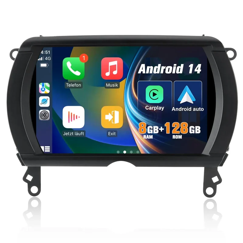 AWESAFE Android 14 Autoradio 7'' Bildschirm für BMW MINI 2014-2017 mit NBT System, Wired Carplay und Android Auto,Behalten Sie den originalen Lichtring und den originalen Autohalter