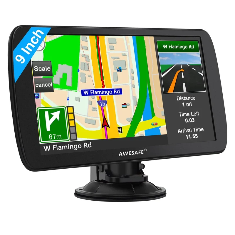 AWESAFE GPS Navigation 9 Inch High-Definition Touch Screen
