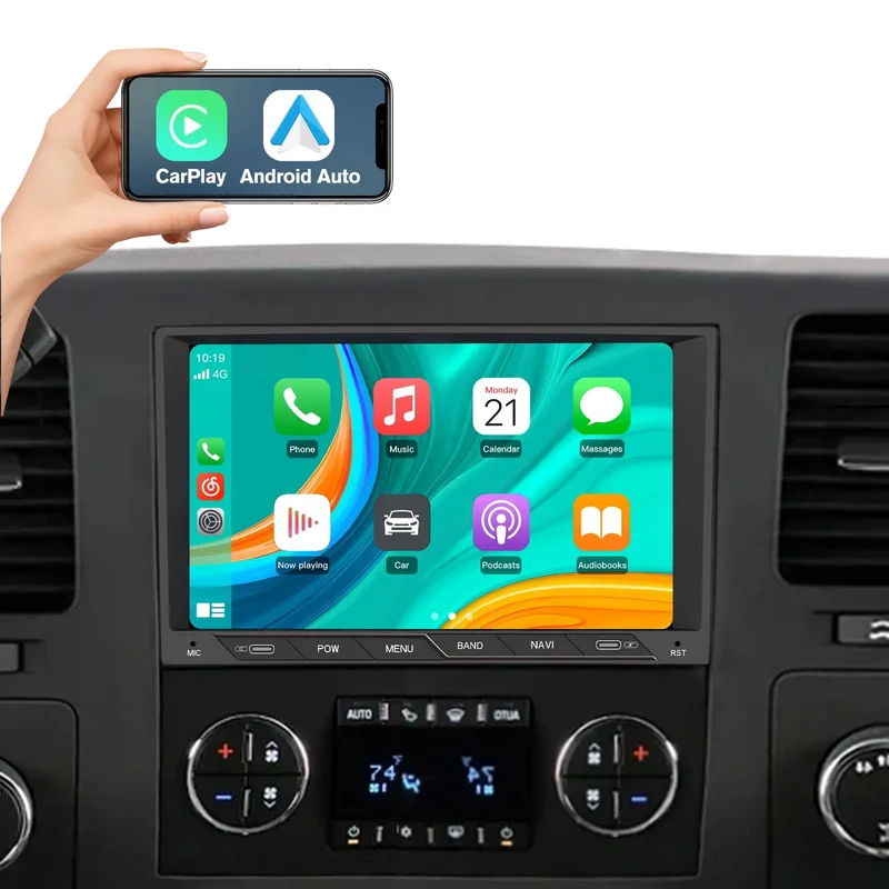 AWESAFE Car Stereo Touch Screen for Chevy Silverado Tahoe GMC Sierra 2007-2013 Silverado 1500 2500 3500,CarPlay Android Auto AM FM Bluetooth GPS