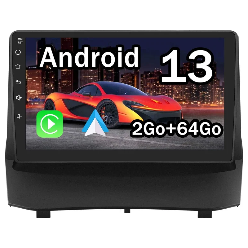 AWESAFE Autoradio 9 pouces IPS Android 13 2+64 Go avec Bluetooth, GPS, Android Auto & CarPlay sans fil - pour Ford Fiesta (2009-2014)