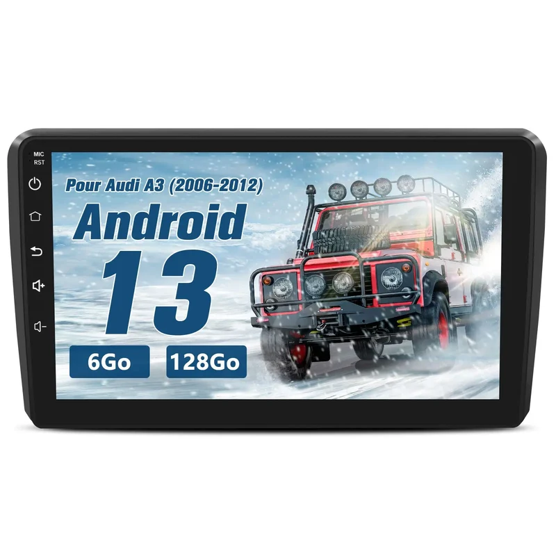 AWESAFE Autoradio 9'' Android 13 4G 6+128 Go avec Bluetooth/DSP/GPS/Mirror Link/Android Auto & CarPlay sans fil - pour Audi A3 2006-2012