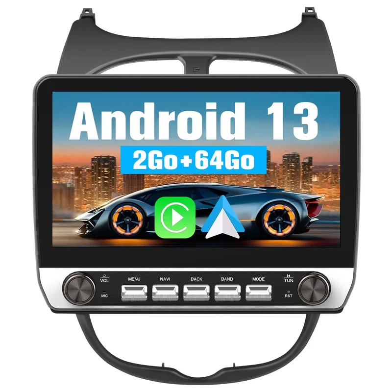 AWESAFE Autoradio Android 13 10,1 pouces tactile 2+64 Go double rotatif pour Peugeot 206/206cc 2002-2010 avec Bluetooth GPS Android Auto et Carplay sans fil