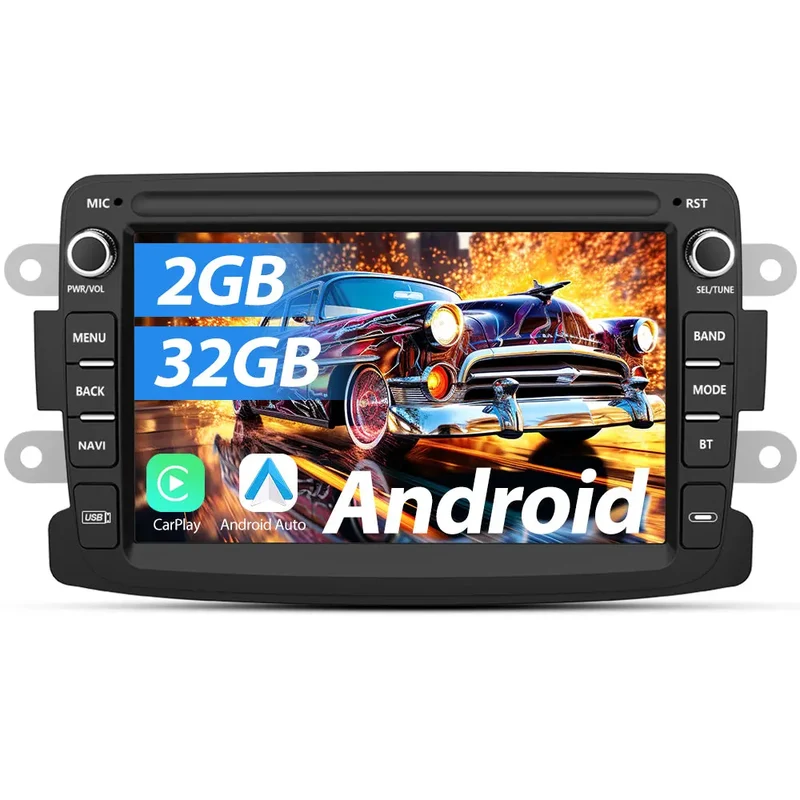 AWESAFE Autoradio Android 13 pour Renault Dacia Duster Sandero Captur Lodgy Symbol Logan Dokker【2Go+32Go】 avec Carplay Android Auto 7 Pouces Écran GPS/Bluetooth/Commande au Volant/Aide au Parking
