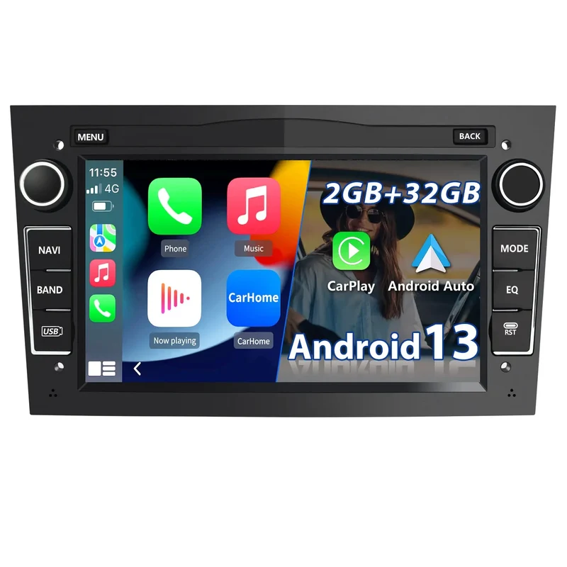 AWESAFE Android 13 2GB+32GB Pantalla de Coche para Opel con Carplay/Auto, Pantalla Táctil 7 Pulgadas con WiFi/GPS/Bluetooth/DSP/RDS/USB/FM/24 Temas, Apoyo Mandos Volante,MirrorLink, RCA (Negro)