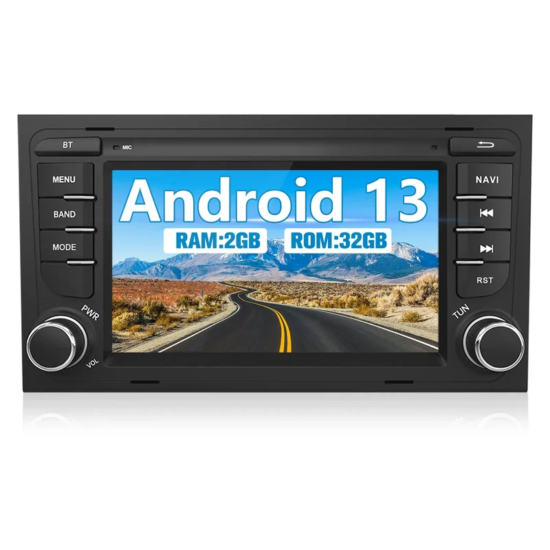 AWESAFE [Android 13 2GB+32GB] Radio de Coche para Audi A4/S4/RS4 con Carplay/Android Auto, 7 Pulgadas Pantalla Táctil con WiFi/GPS/Bluetooth/DSP/RDS/USB/FM AM/28 Temas, Apoyo Mandos Volante
