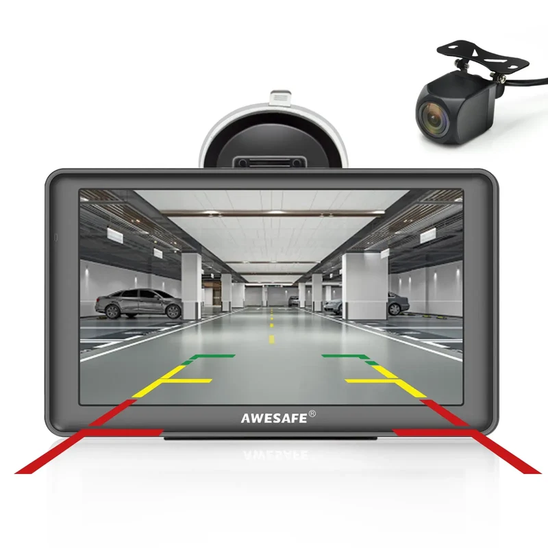 AWESAFE 7 Zoll Bluetooth GPS Navigationsgerät mit Rückfahrkamera für Auto LKW Europa Karten 2025 Lebenslange Kostenlose Kartenupdates