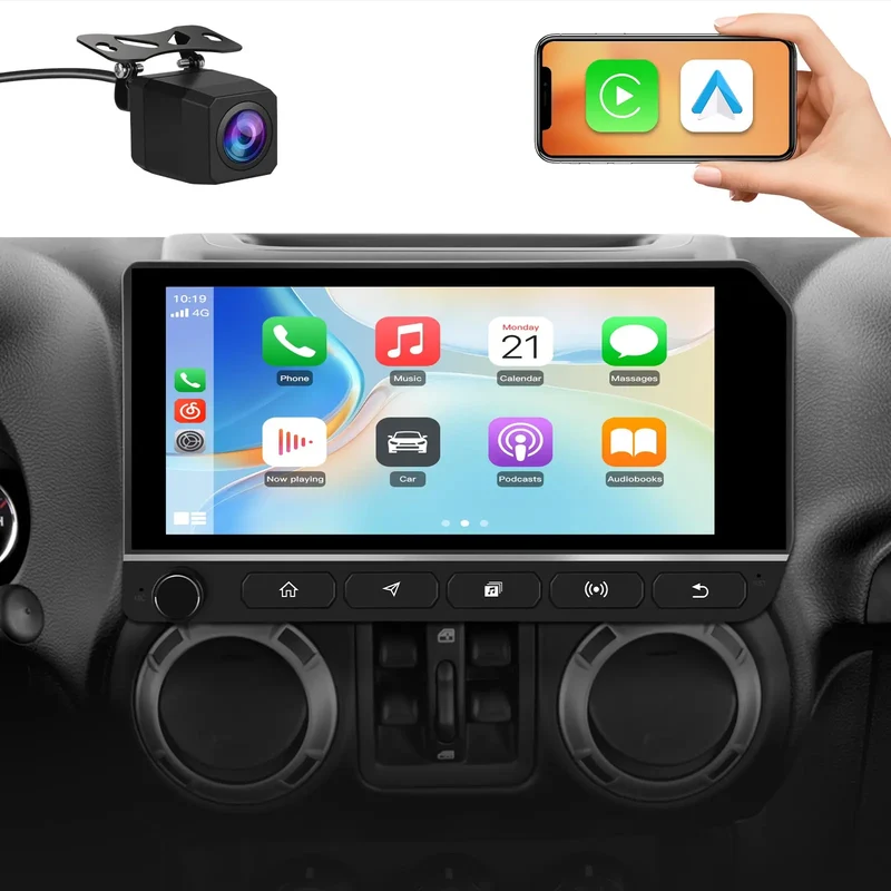 AWESAFE Car Radio Stereo Qualcomm 8 Core for Jeep Wrangler JK 2007-2018,8Core 64GB Stereo Touch Screen Android Stereo, CarPlay Android Auto, AM FM DSP, Camera