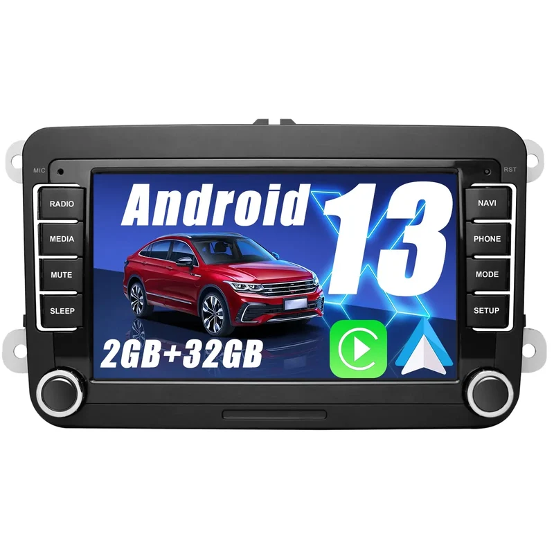 AWESAFE 2DIN 7 Zoll Touchscreen Autoradio für VW Polo Caddy, Seat, Skoda,Golf,mit Navigation, unterstützt Bluetooth, Carplay, Mirrorlink, WLAN, USB,FM, 2G+32G
