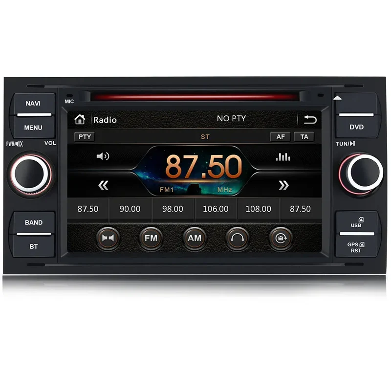 AWESAFE Radio Coche 7 Pulgadas para Ford con Pantalla Táctil 2 DIN, Autoradio de Ford con Bluetooth/GPS/FM/RDS/CD DVD/USB/SD, Apoyo Mandos Volante, Mirrorlink y Aparcamiento (Negra)