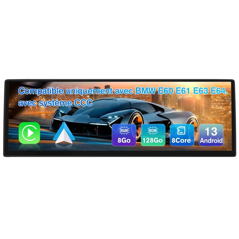 AWESAFE Radio Android pour BMW E60 E61 E63 E64 avec système CCC Built in Carplay intégré/Android Auto SWC GPS Bluetooth WiFi RDS FM Radio