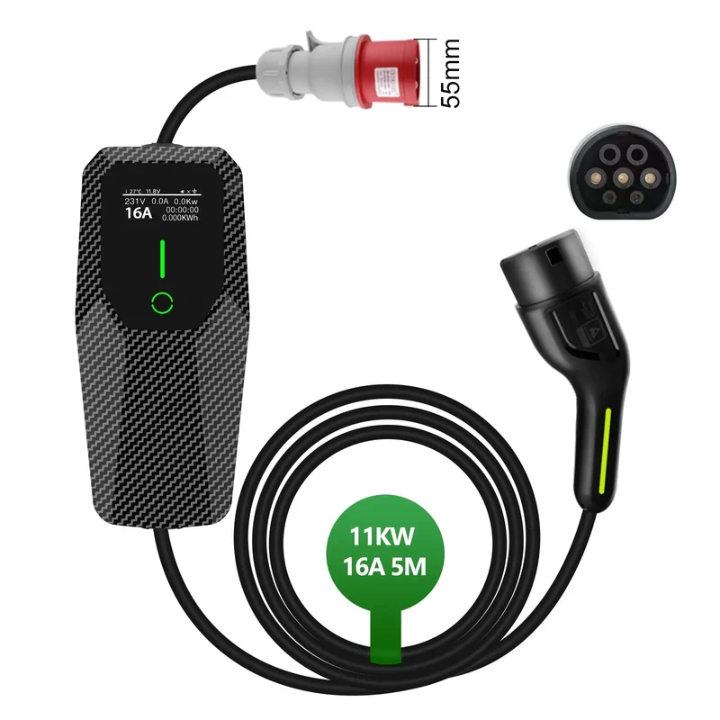 AWESAFE Tragbares Typ 2 Universal-EV-Ladegerät 11 kW EV Mobile Wallbox, 5 Metres, IP65 Waterproof, Mobile Wallbox, 6-16A Adjustable Current