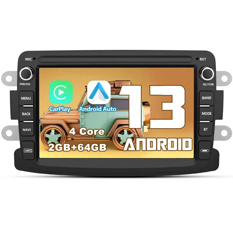 AWESAFE Android Autoradio für Renault Radio mit CarPlay/Android Auto GPS Navi Lenkradsteuerung DSP FM-Radio Bluetooth WiFi