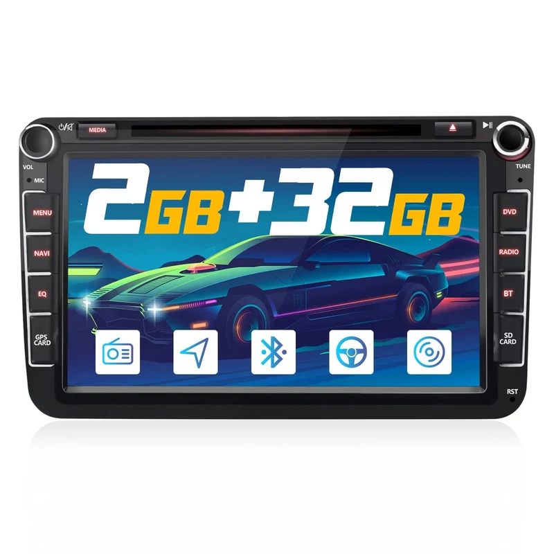 AWESAFE Autoradio für Volkswagen/Seat/Skoda mit GPS-Navi/Multimedia-Stereo/Carplay/SWC/BT/AM/FM