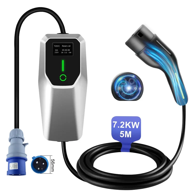 AWESAFE Tragbares EV-Ladeger para vehículo eléctrico tipo 2 7,2 KW caja de pared móvil para vehículos eléctricos Grado de impermeabilidad lP65/IP55/1P54
