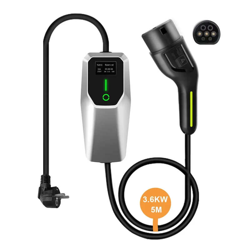 AWESAFE Tragbares EV-Ladeger para vehículo eléctrico tipo 2 Wallbox móvil de 3,6 KW para vehículos eléctricos Grado de impermeabilidad lP65/IP55