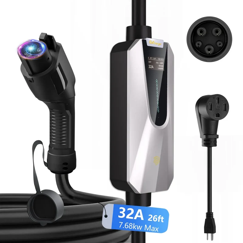 AWESAFE Level 1 and Level 2 EV Charger with LCD Screen 26ft Charging Cable NEMA 14-50 & 5-15 for Electric Vehicles Charging Station