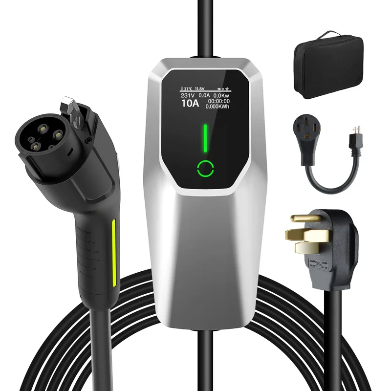 AWESAFE Portable Level 1 and Level 2 EV Charger with 26ft Extension Charging Cable NEMA 14-50 5-15 for J1772 Electric Car Charging Station