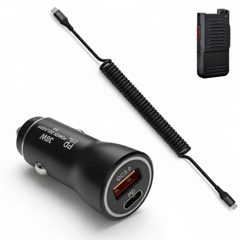 Chargeur de voiture rapide 38W et câble enroulé USB-C pour radio Siyata SD7