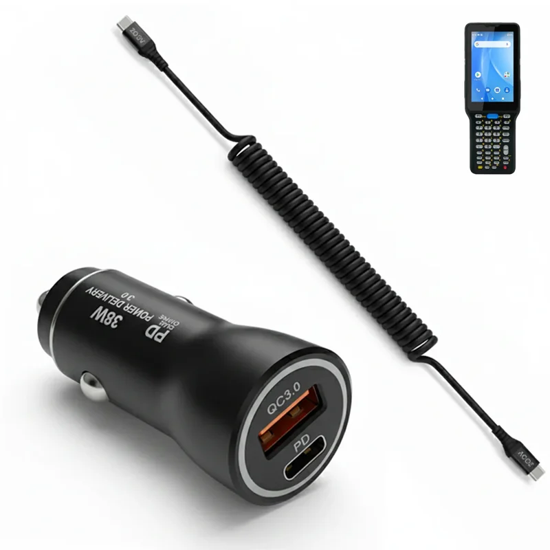 Kit de chargeur véhicule Unitech Mobile Computer 38W avec câble USB-C en spirale | Agoz