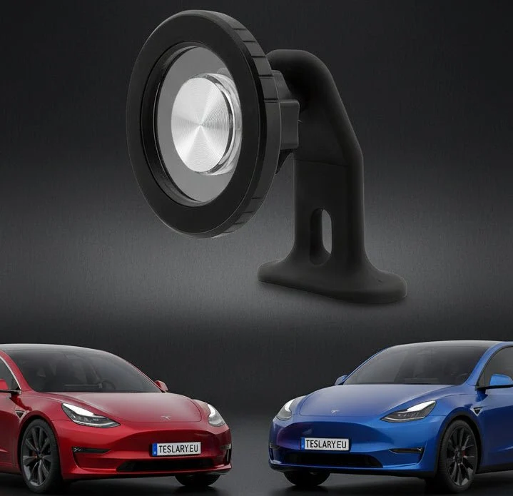 Support magnétique pour téléphone en alliage d'aluminium noir mat, compatible avec Tesla Models 3 / Y / Highland & Juniper