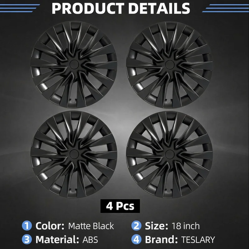 Tesla Model 3+ Enjoliveurs Highland 18" style Nova, noir mat