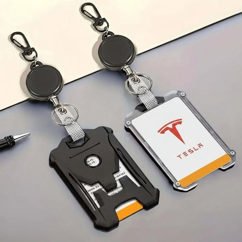 Porte-badge vertical tactique avec enrouleur - Idéal pour votre clé RFID Tesla