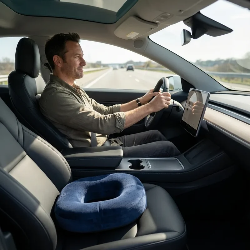 Coussin voiture circulation anti-hémorroïdes - Forme Bouée Bleue