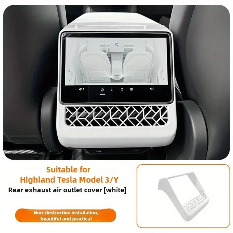 Tesla Highland Model Cache de protection pour sortie d'air arrière Juniper 3/Y, disponible en noir ou blanc.