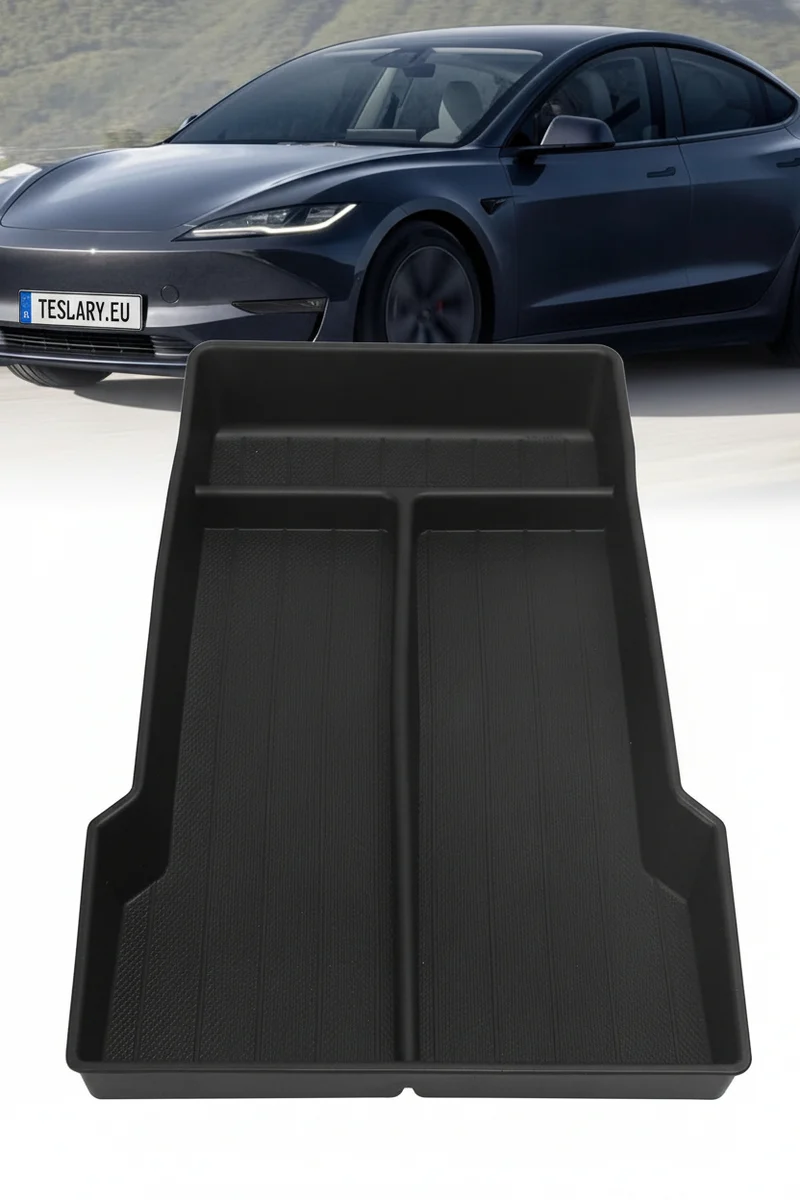 Tesla Model Organisateur de console centrale Highland 3, plateau inférieur antidérapant sur mesure