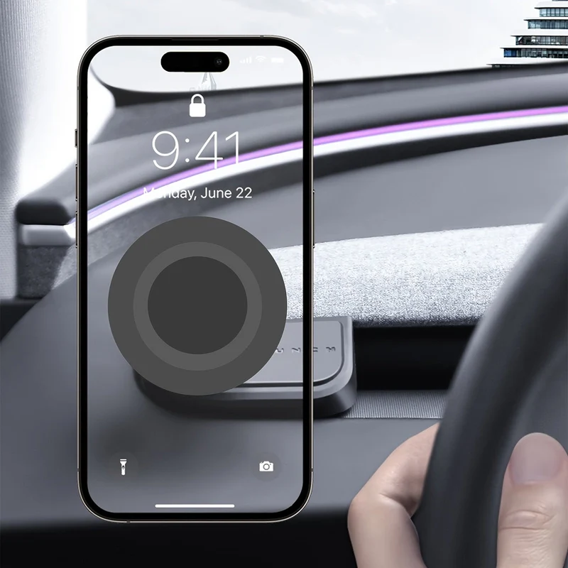 Support magnétique pour téléphone de voiture (uniquement pour véhicules à conduite à gauche) pour Tesla Model 3 Highland et Model Y Juniper avec logo de l'édition de lancement