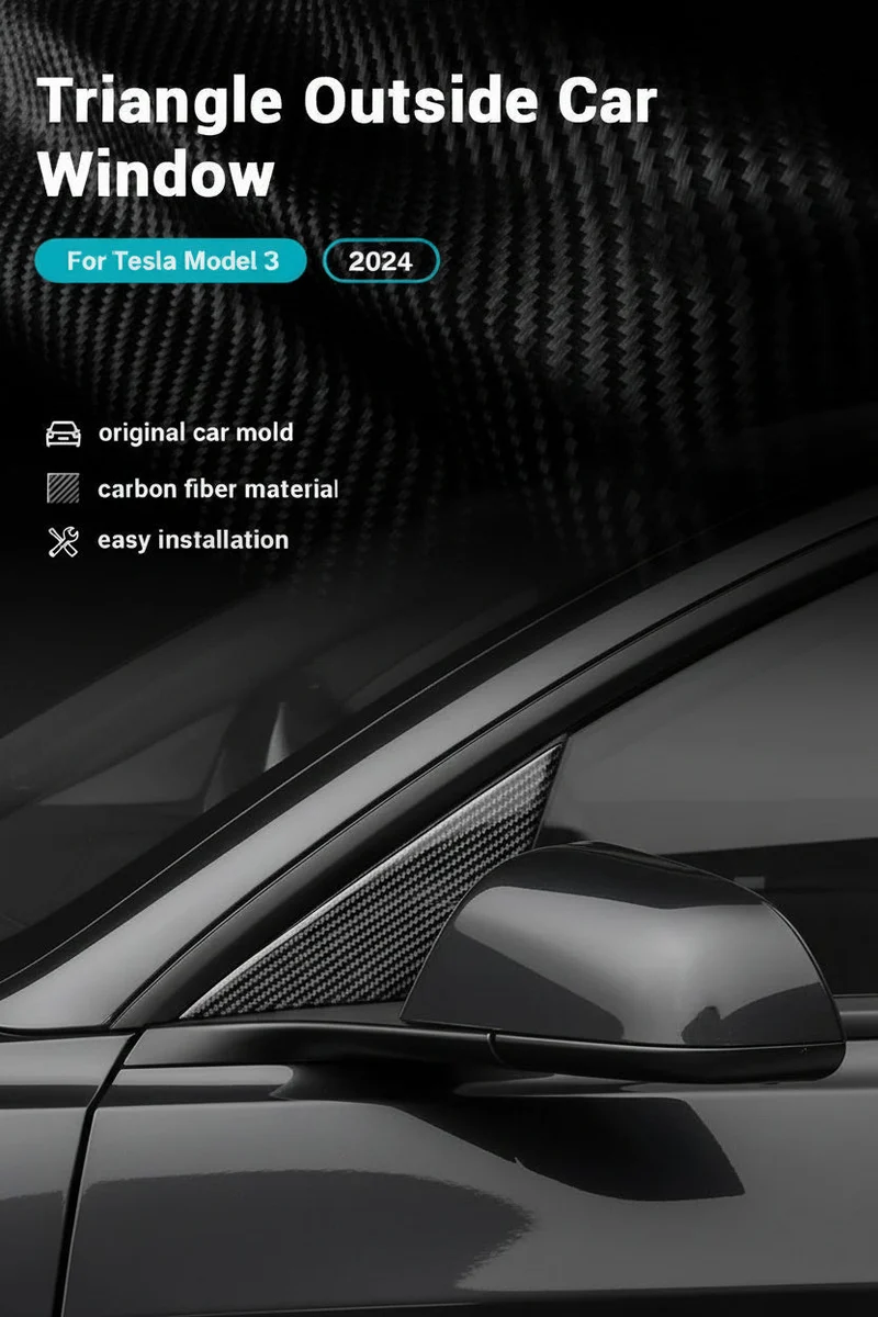 Cache de rétroviseur extérieur en fibre de carbone pour Tesla Model 3 Highland en noir ou rouge