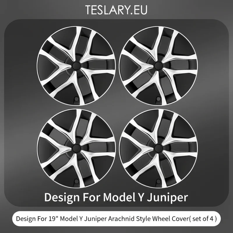 Tesla Model Enjoliveurs Y+ Juniper Spider Style Noir et Argent 19"