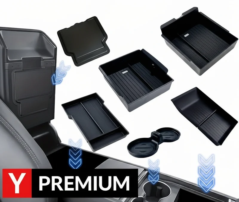 Ensemble de rangement 6 en 1 pour la console centrale et avant de la Tesla Model Y+ Juniper Premium