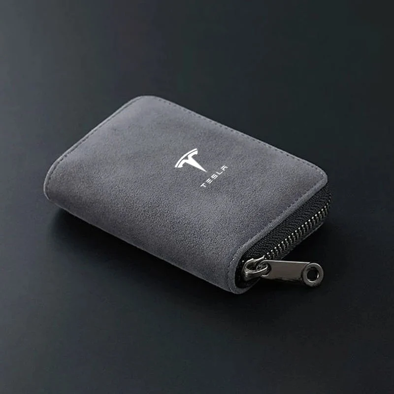 Portefeuille unisexe à 11 emplacements, gris ou noir, avec logo Tesla