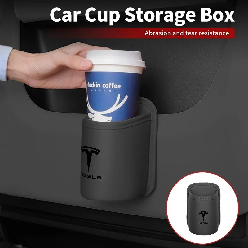Range-gobelets/bouteilles à l'arrière du siège auto Tesla Model 3 YSX avec logo