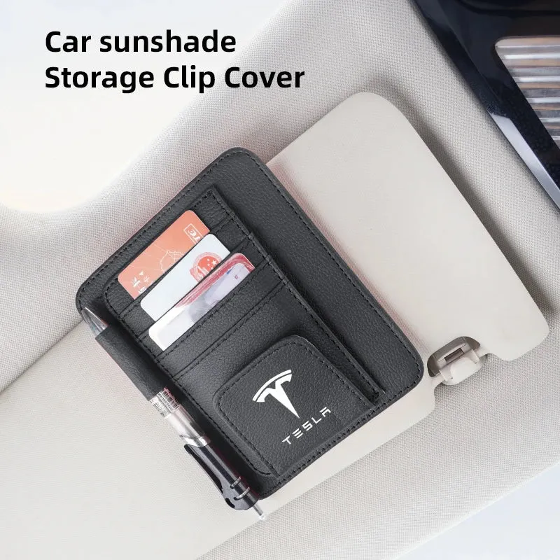 Pare-soleil Tesla avec rangement pour cartes et lunettes, support à clip pour Tesla Model 3 YSX