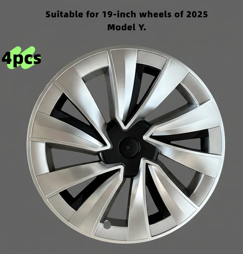 Enjoliveurs de 19 pouces pour la 2025 argent et noir Model Y présente un design qui imite l'apparence des roues de 20 pouces