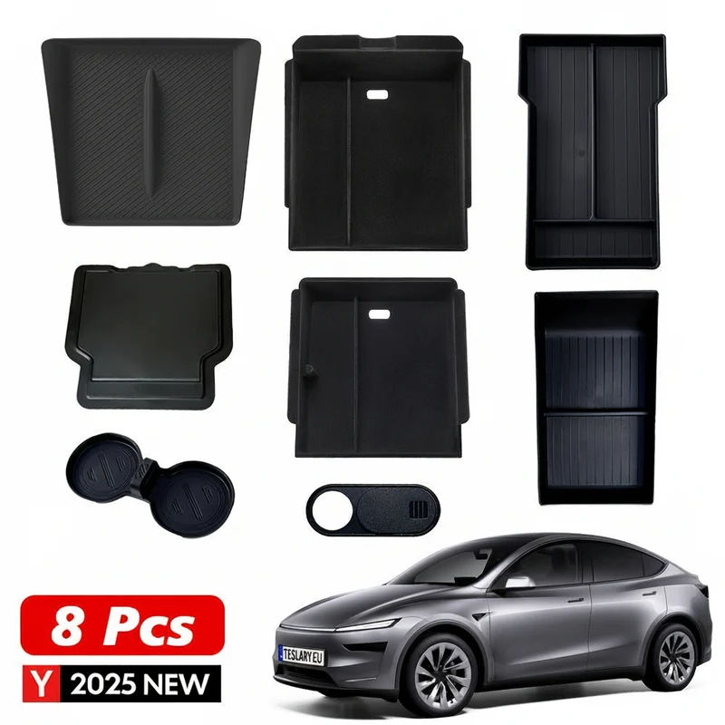 Ensemble de rangement pour accoudoir de console centrale Tesla Model Y+ JUNIPER Premium Model 8-en-1
