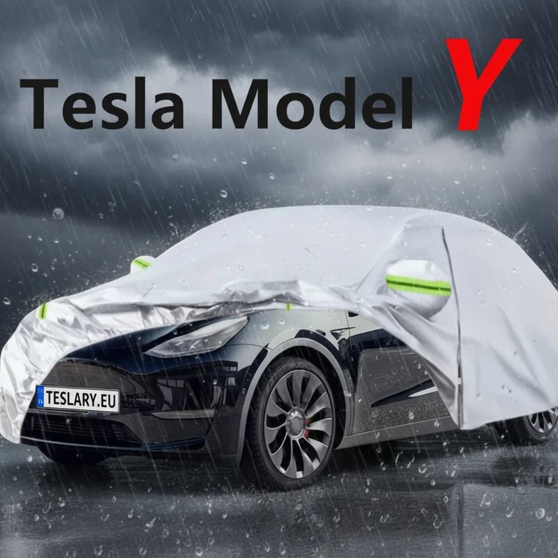 Tesla Model Housse de voiture toutes saisons avec protection UV, bandes réfléchissantes et sangle anti-vent