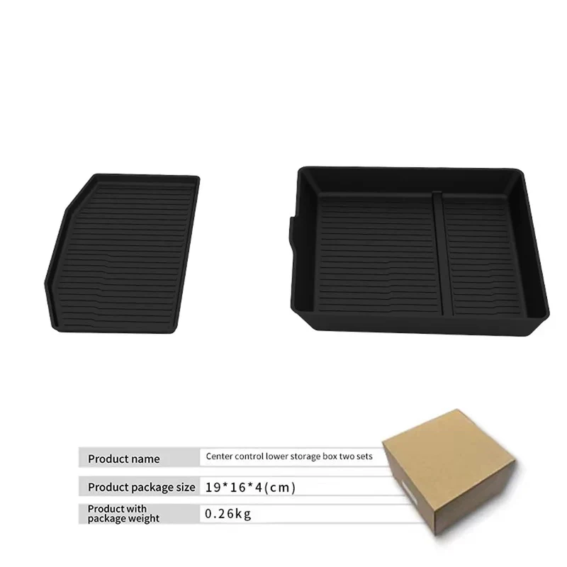 Tesla Model 3/Y Highland / Juniper Console centrale, rangement inférieur en silicone, double ensemble noir