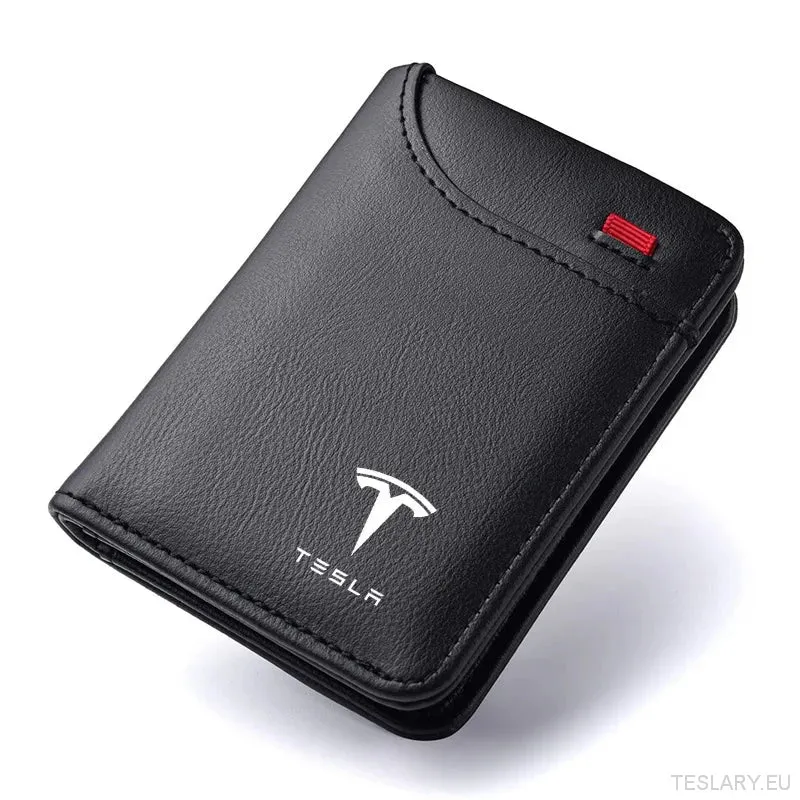 Portefeuille Tesla en cuir souple de luxe, mini porte-cartes de crédit, petit portefeuille portable pour tous les propriétaires de Tesla