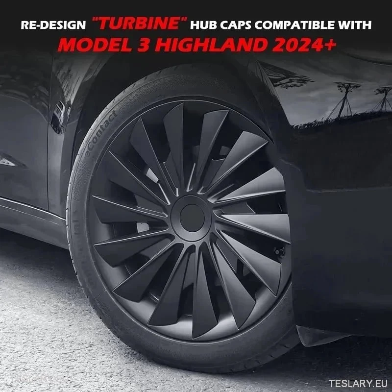 Tesla 18 pouces Model 3+ Enjoliveurs de roue Highland Performance style induction - Noir brillant