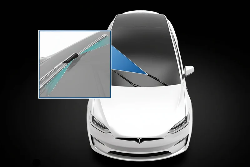 Essuie-glaces pour Tesla Model X, (jeu de 2) essuie-glaces avec fonction de nettoyage intégrée - CONDUITE À DROITE (POUR LE ROYAUME-UNI ET L'IRLANDE)