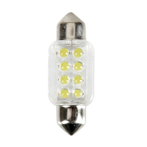 Pilot 12V Lampada siluro 8 Led - 13x35 mm - SV8,5-8 - 1 pz - Scatola - Bianco
