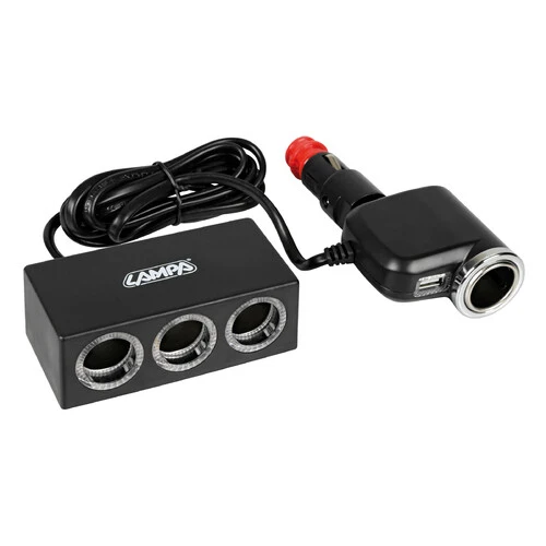 Lampa Duo 4+1, presa accendisigari multipla con USB, 12/24V 39131